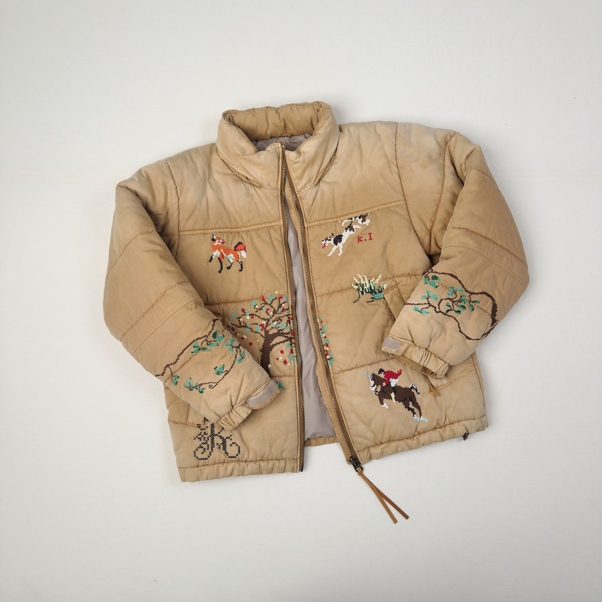Vintage-effect puffer jacket Beige