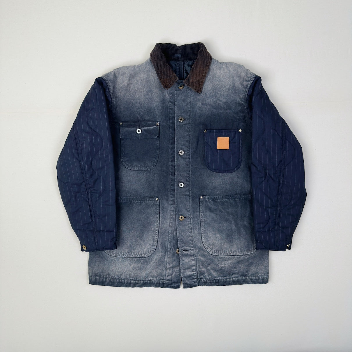 Vintage-effect work coat Black