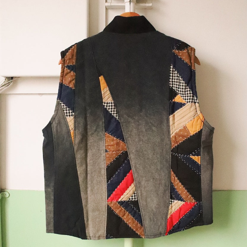 Vintage-effect quilt vest Black