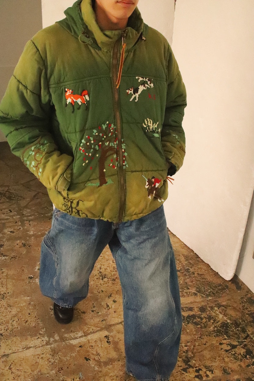 Vintage-effect puffer jacket Green