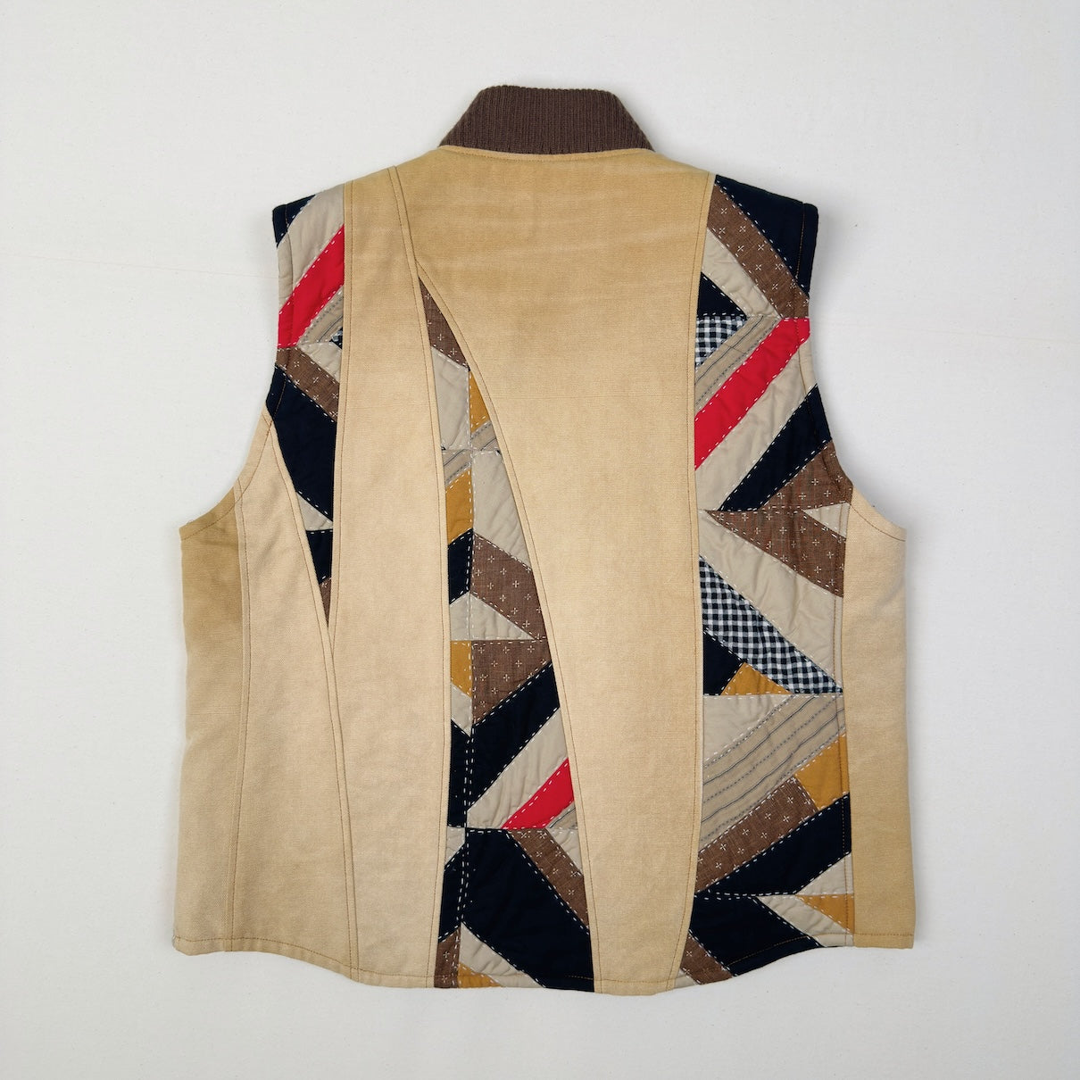 Vintage-effect quilt vest Beige
