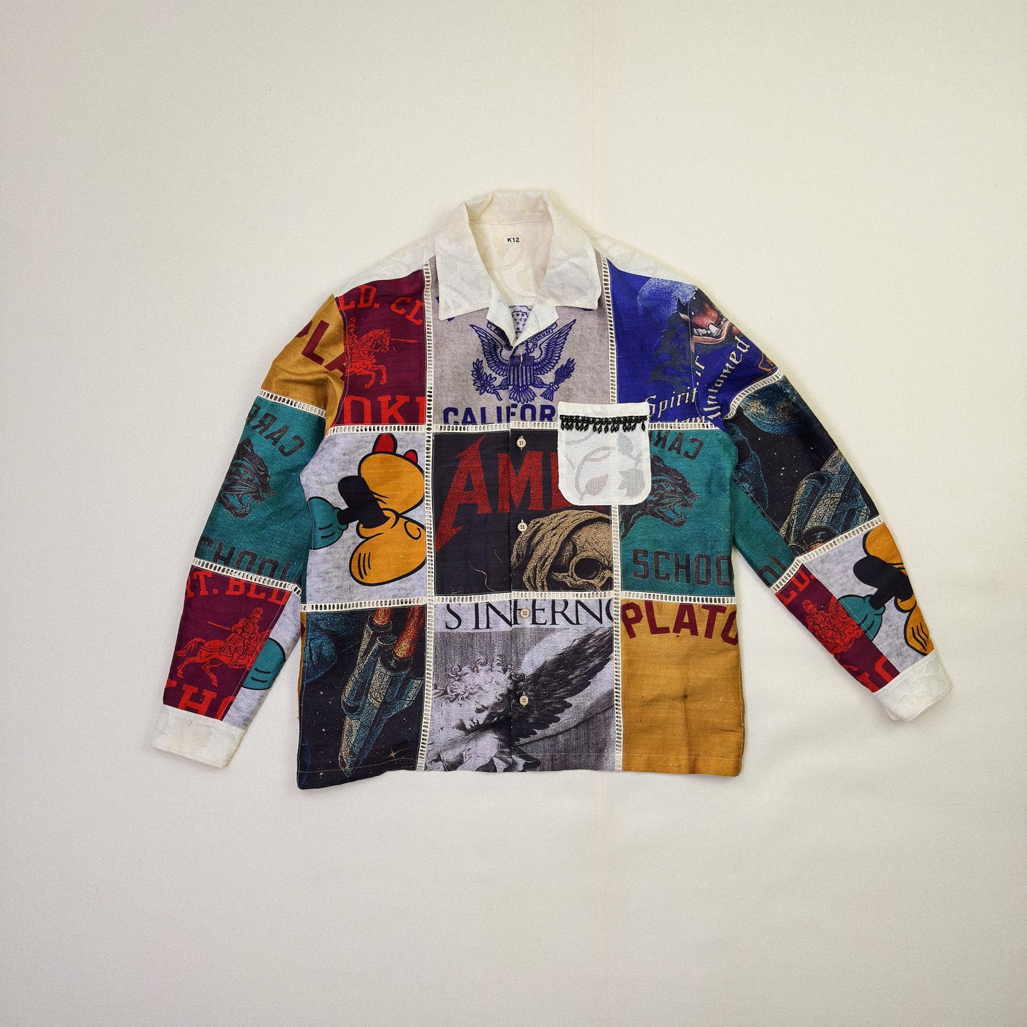 Patchworked Silk Shirt White