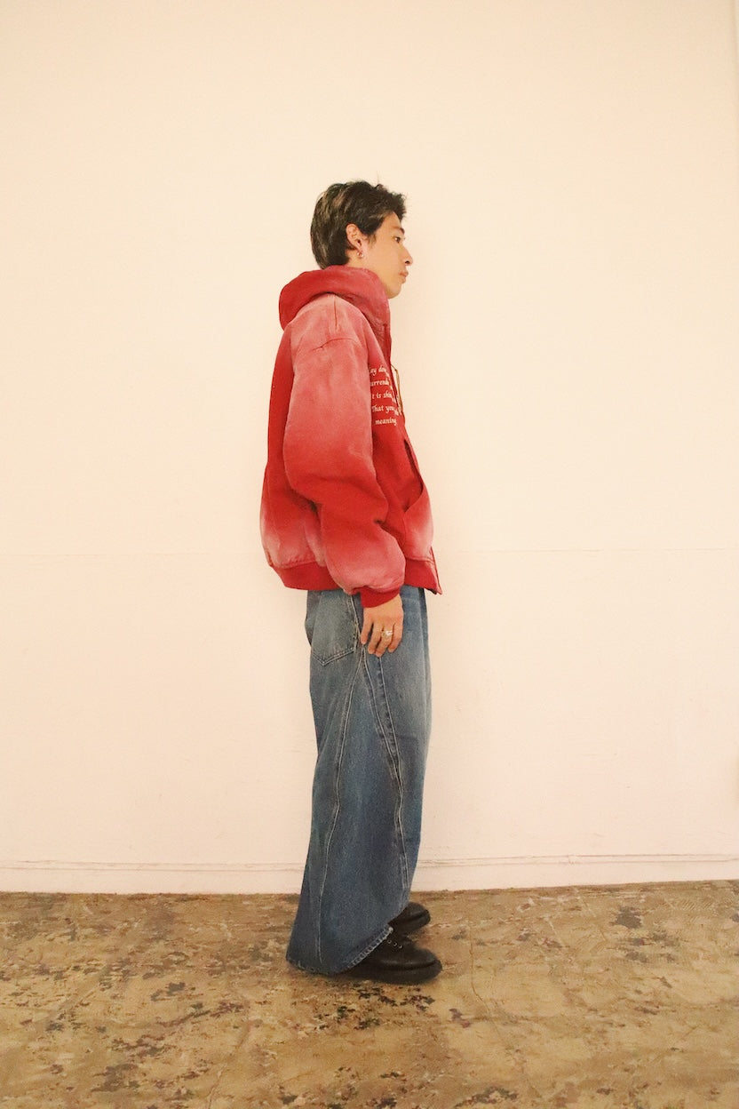 Vintage-effect embroidered jacket Red