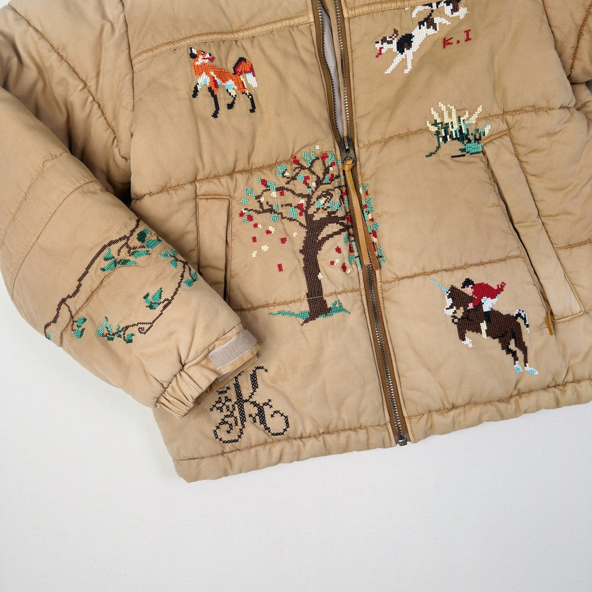 Vintage-effect puffer jacket Beige