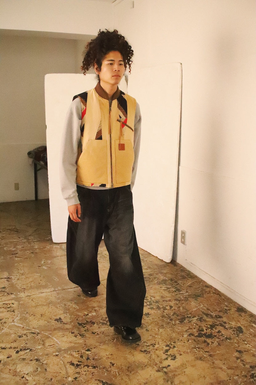 Vintage-effect quilt vest Beige