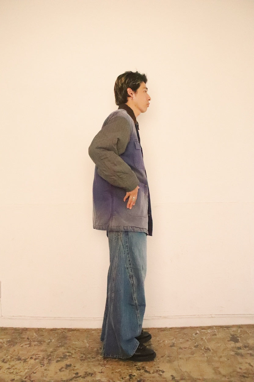 Vintage-effect work coat Blue
