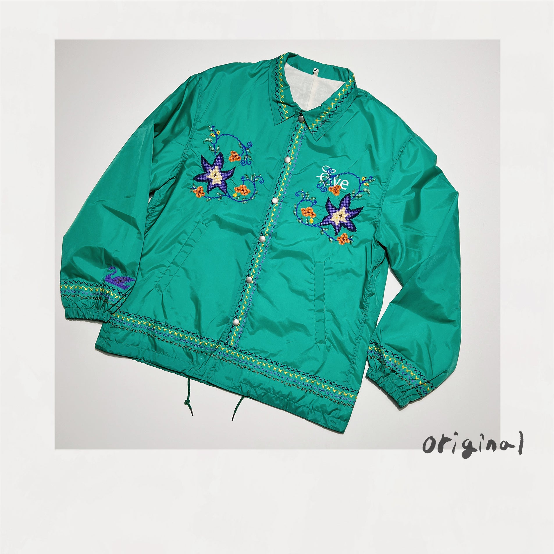 Cross-stitch coach jacket Green