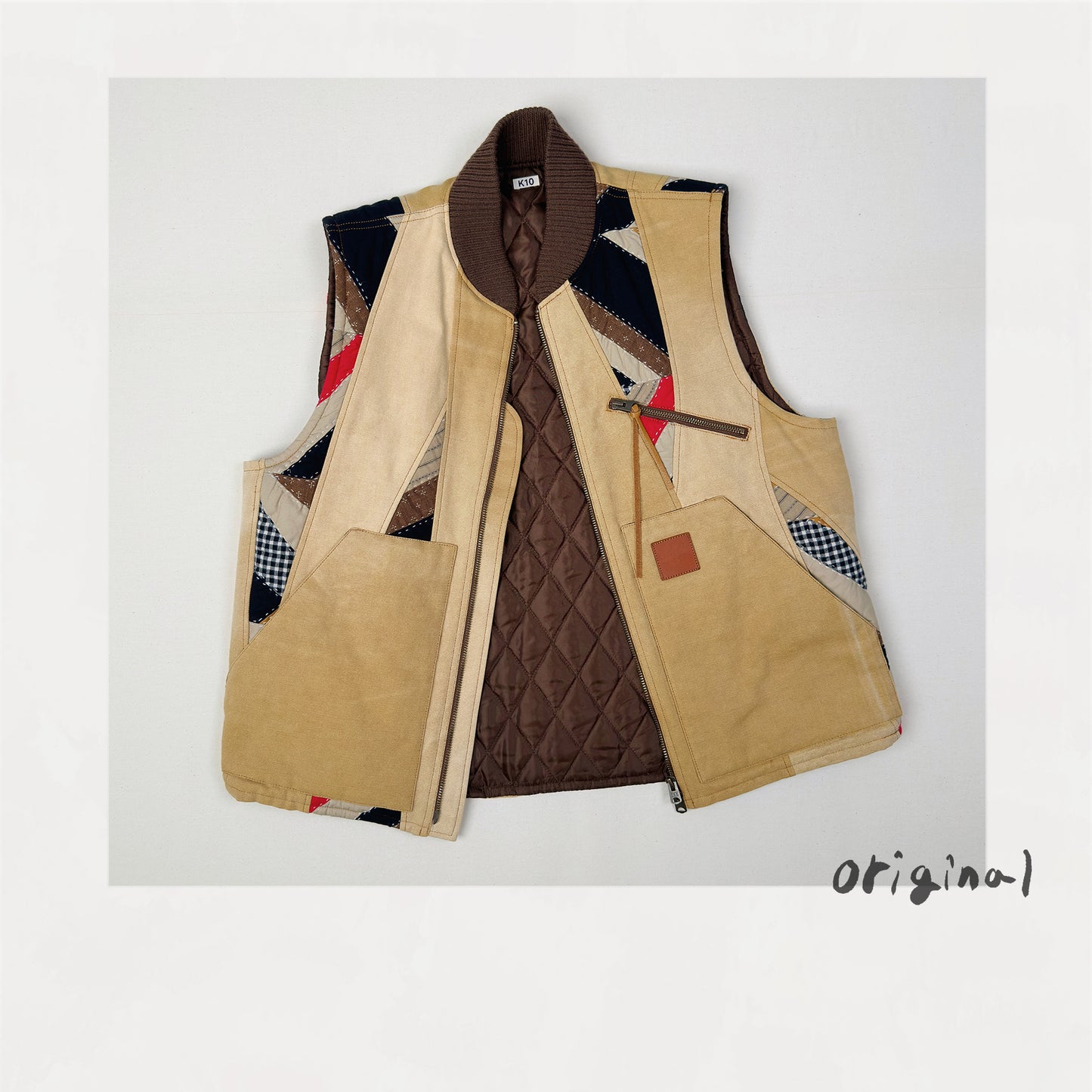 Vintage-effect quilt vest Beige