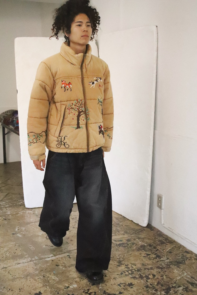 Vintage-effect puffer jacket Beige