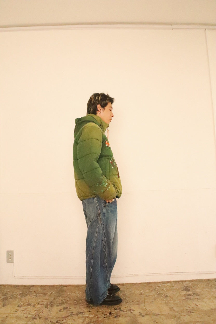 Vintage-effect puffer jacket Green