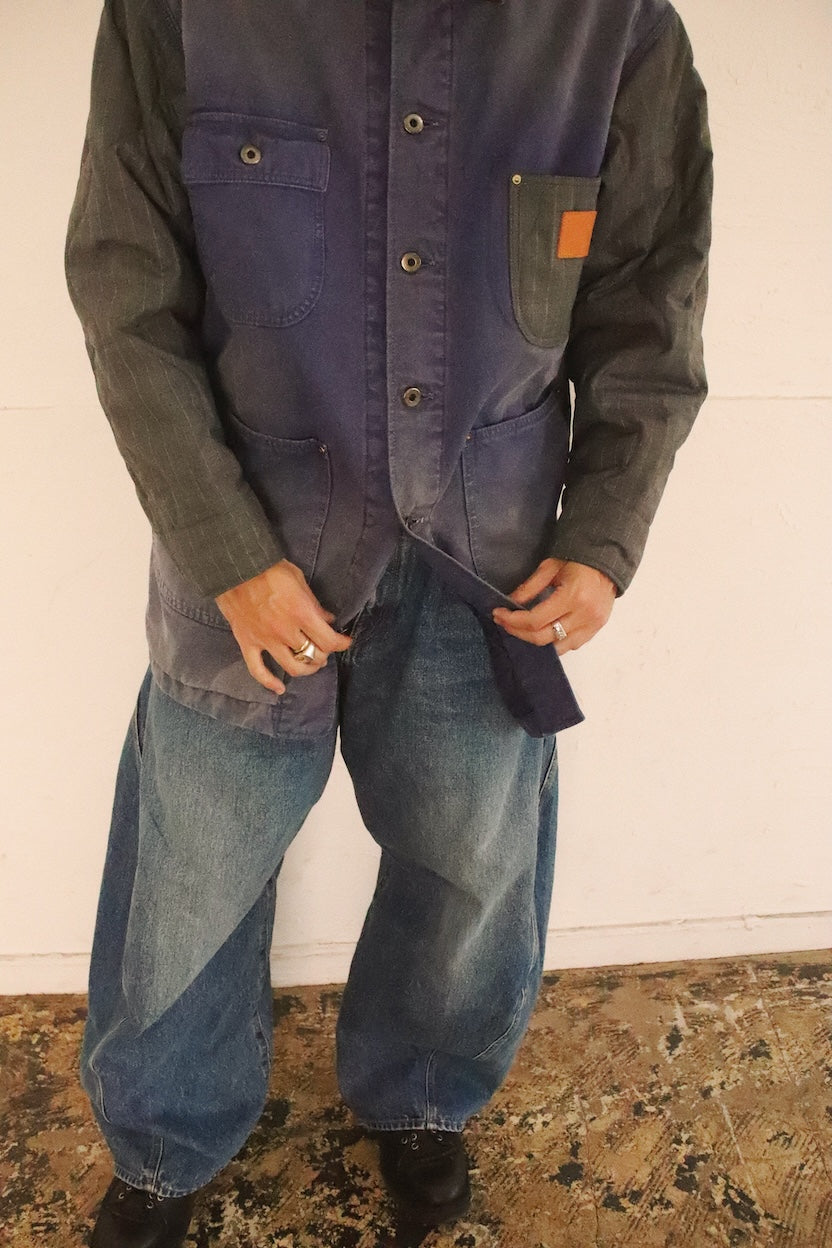 Vintage-effect work coat Blue