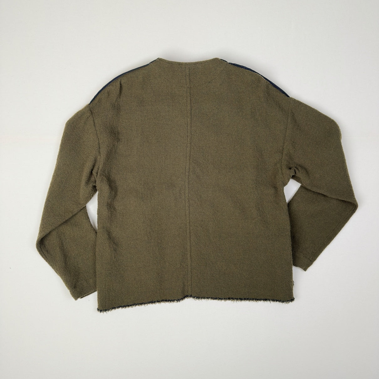 No-collar wool jacket Khaki