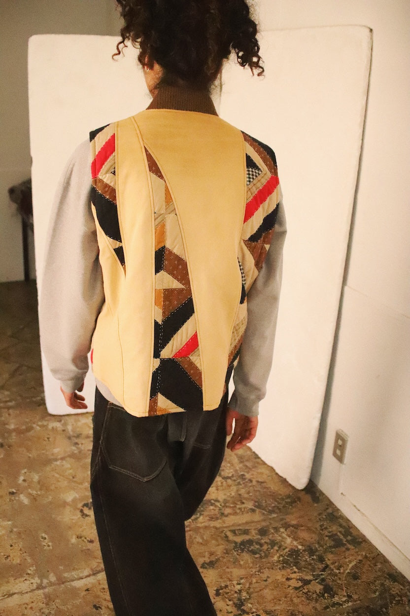 Vintage-effect quilt vest Beige