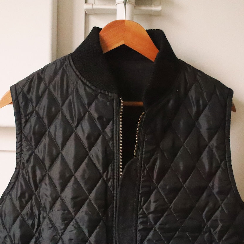 Vintage-effect quilt vest Black