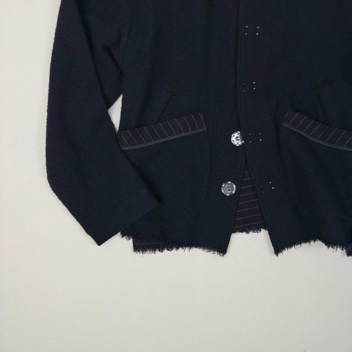 No-collar wool jacket Black