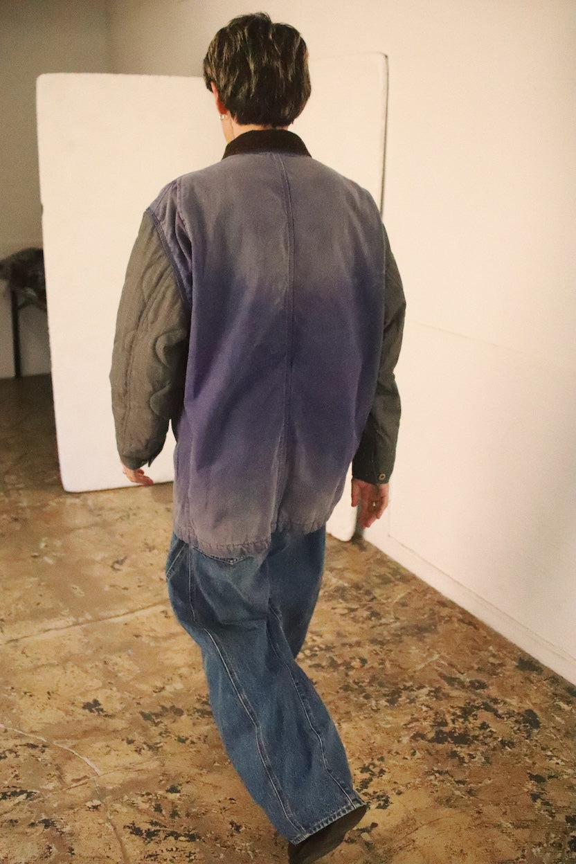 Vintage-effect work coat Blue