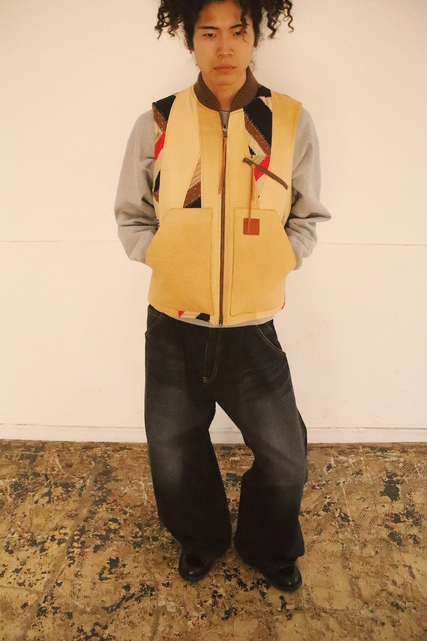 Vintage-effect quilt vest Beige