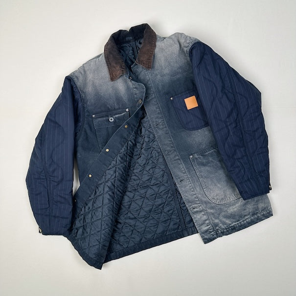 Vintage-effect work coat Black