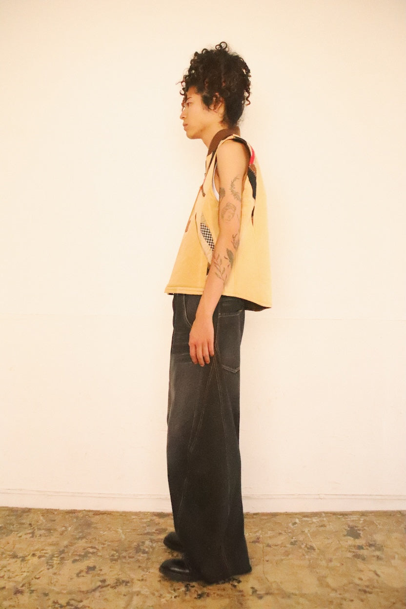Vintage-effect quilt vest Beige