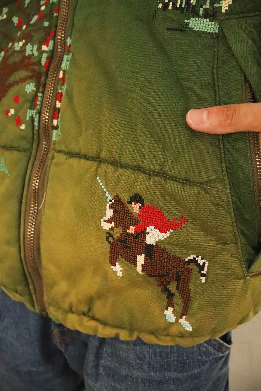 Vintage-effect puffer jacket Green