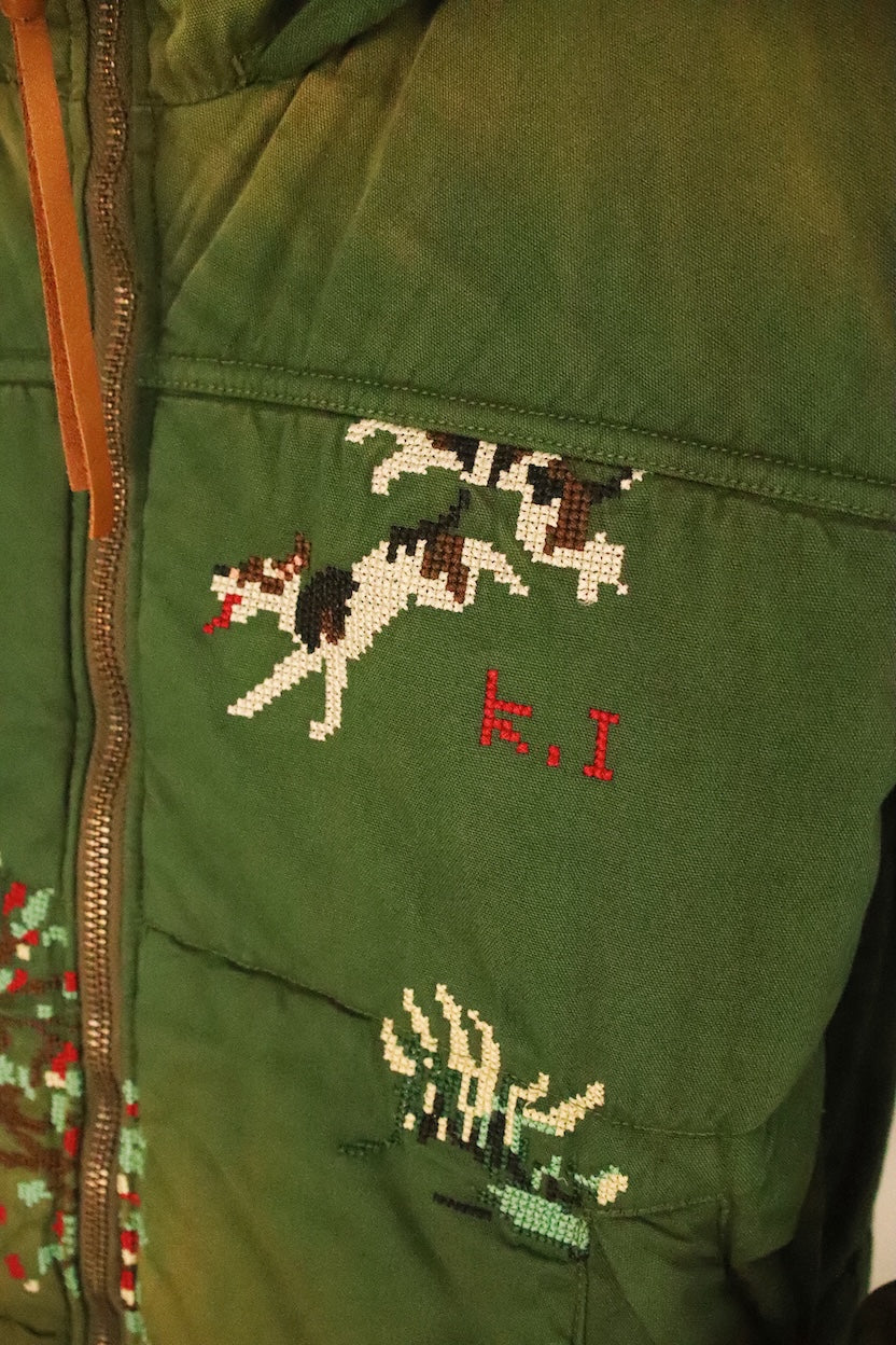Vintage-effect puffer jacket Green