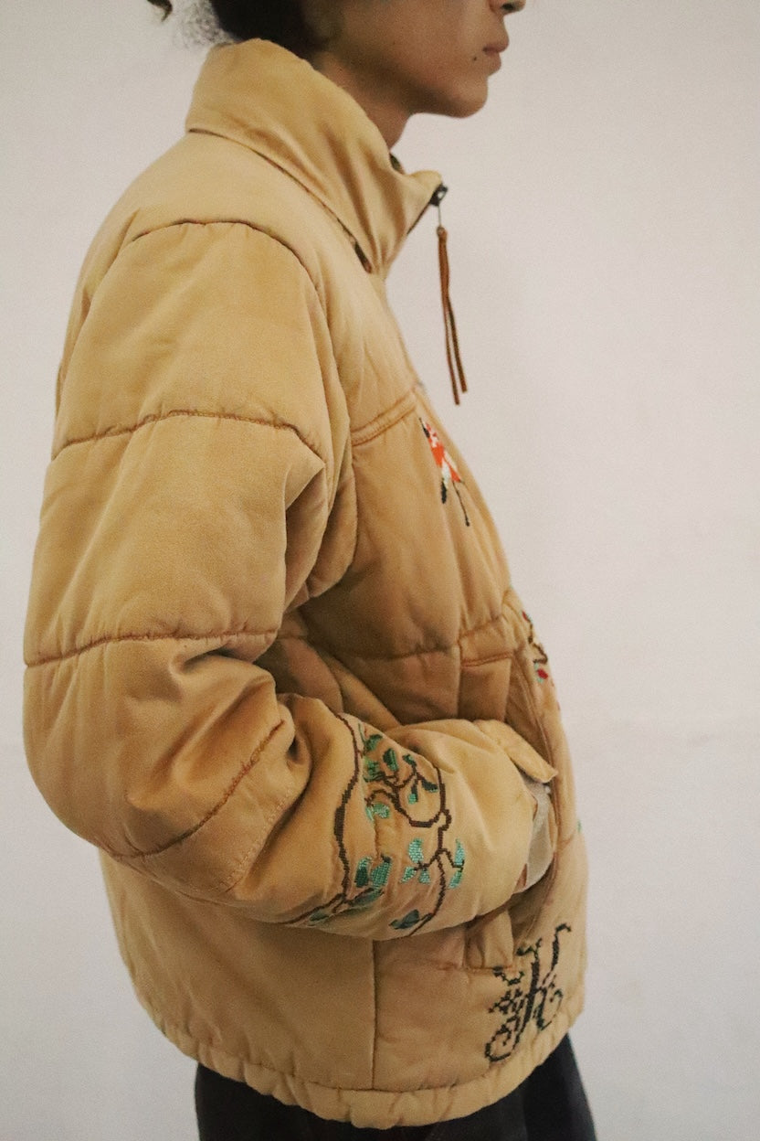 Vintage-effect puffer jacket Beige