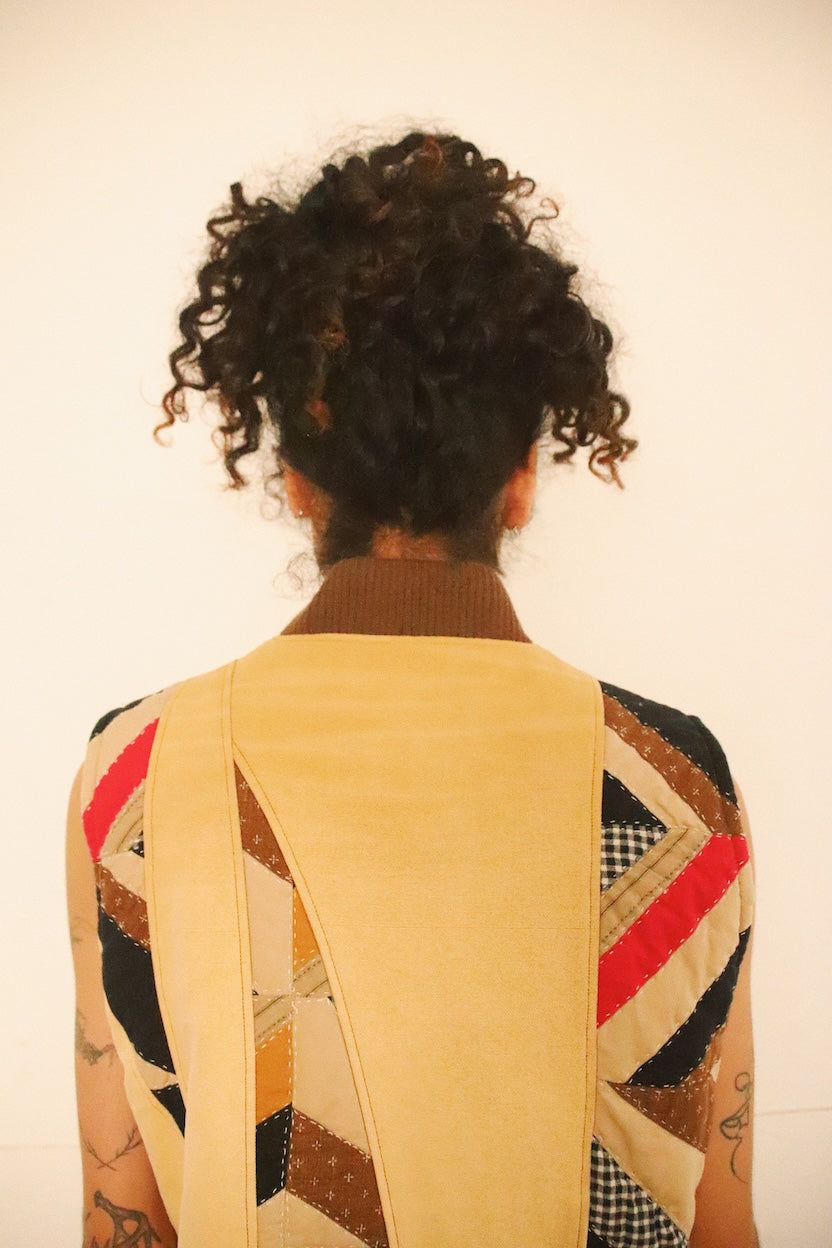 Vintage-effect quilt vest Beige