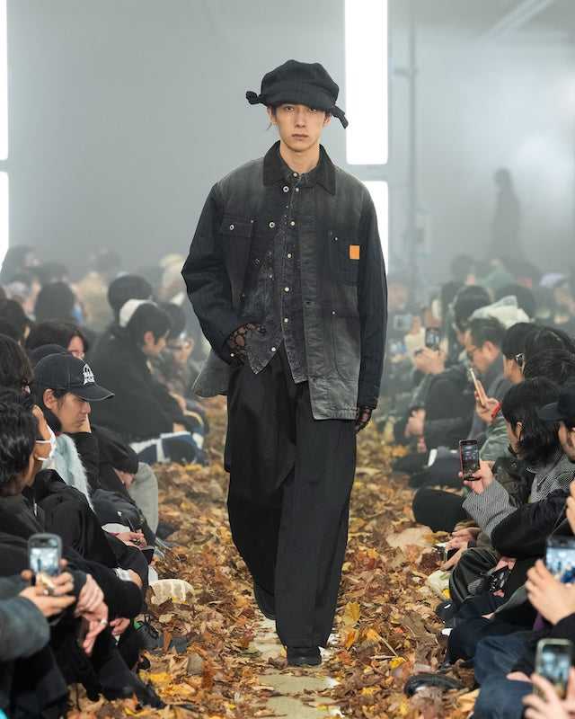 Vintage-effect work coat Black