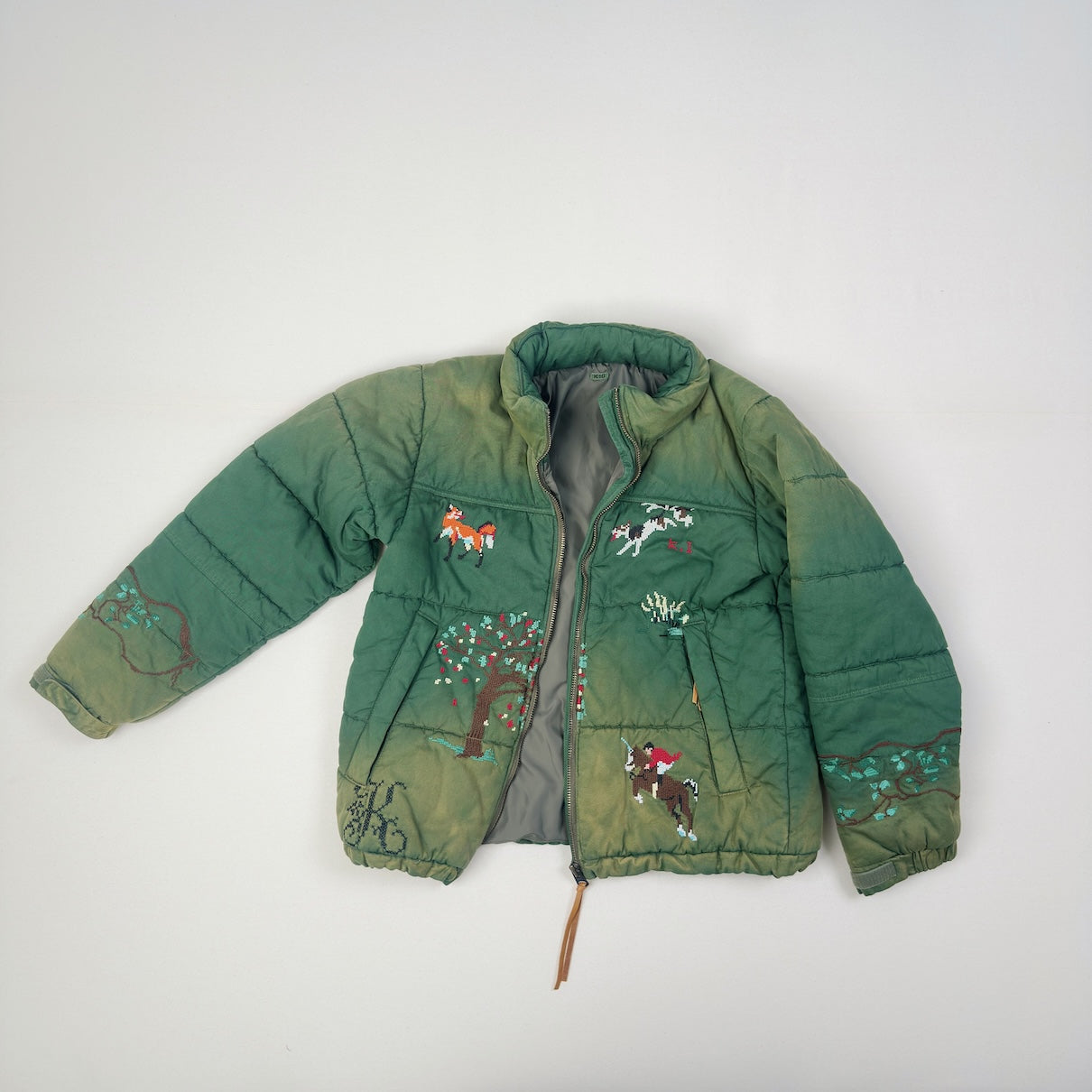 Vintage-effect puffer jacket Green