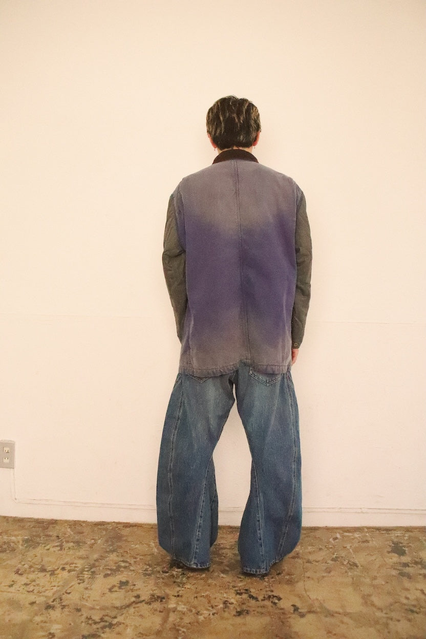 Vintage-effect work coat Blue