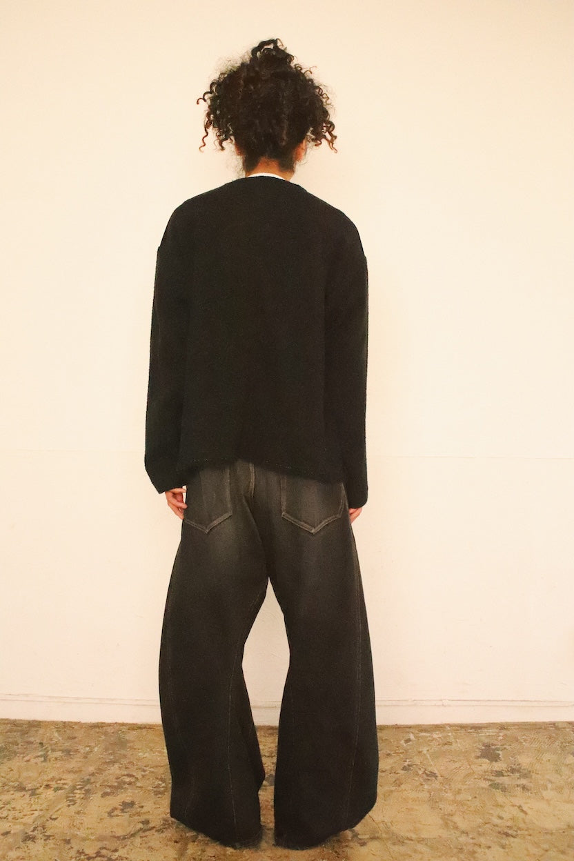 No-collar wool jacket Black