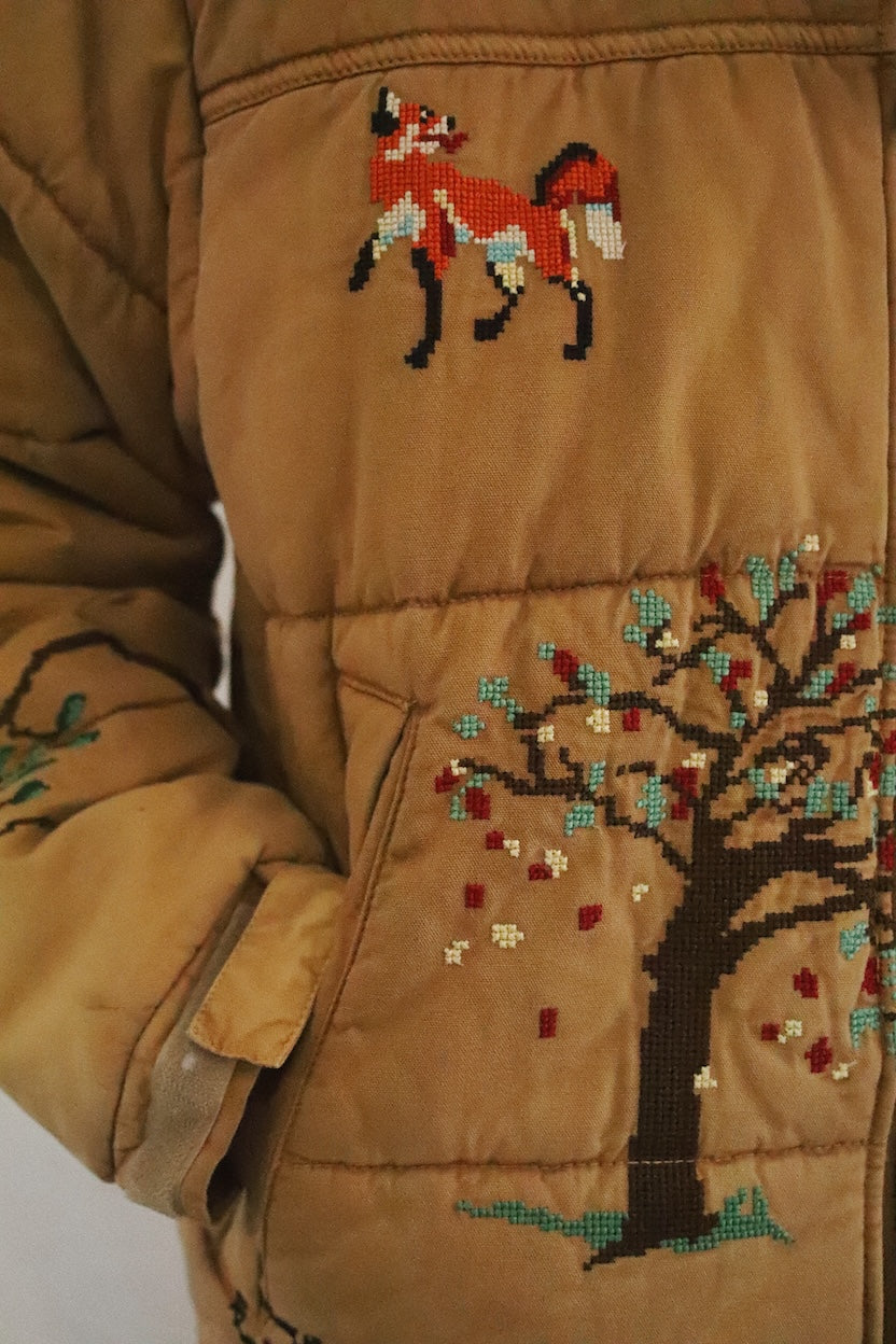 Vintage-effect puffer jacket Beige