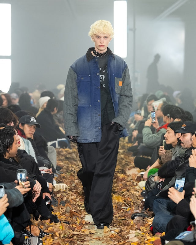 Vintage-effect work coat Blue