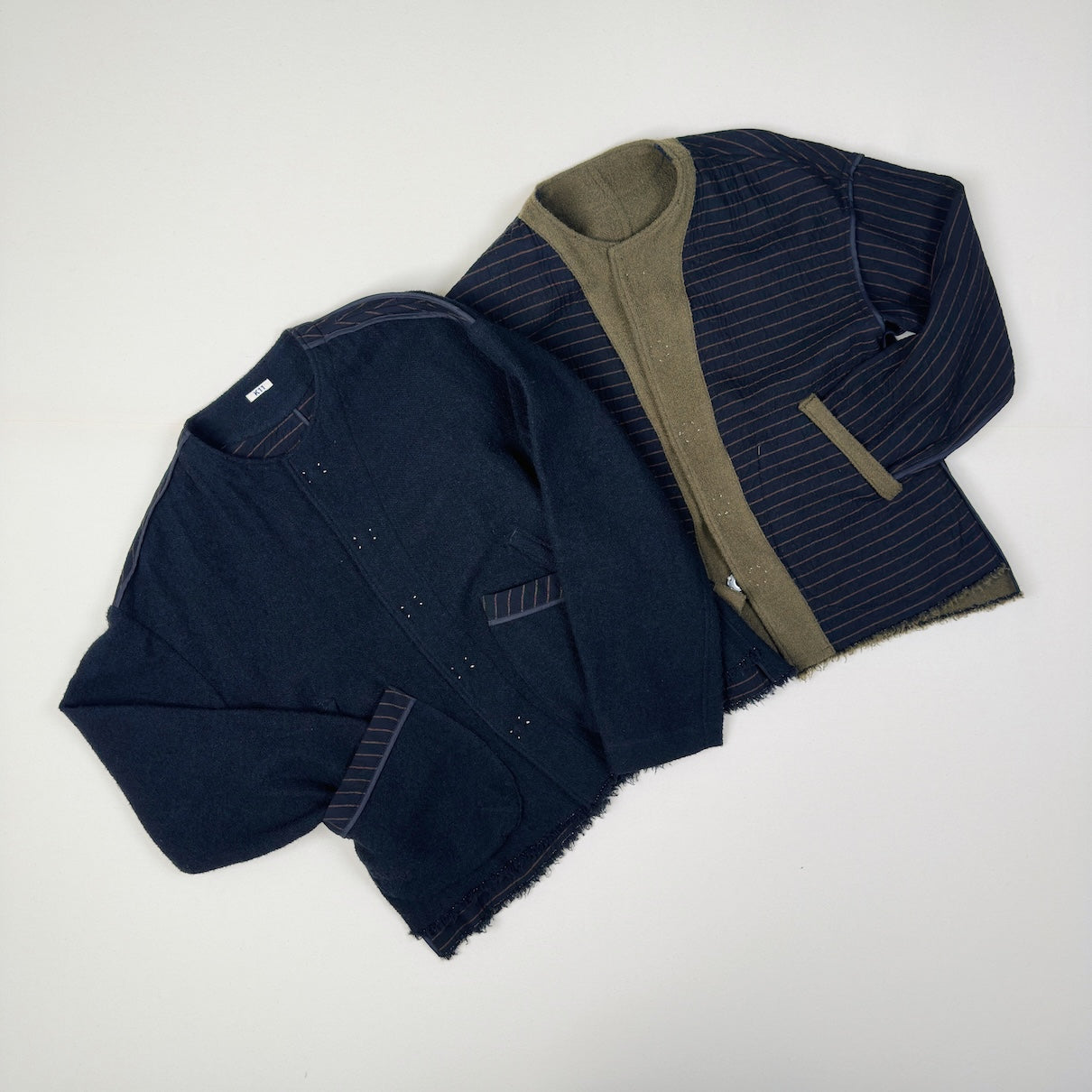 No-collar wool jacket Khaki