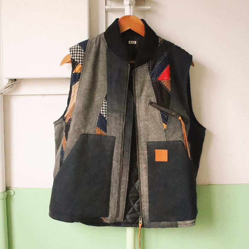 Vintage-effect quilt vest Black