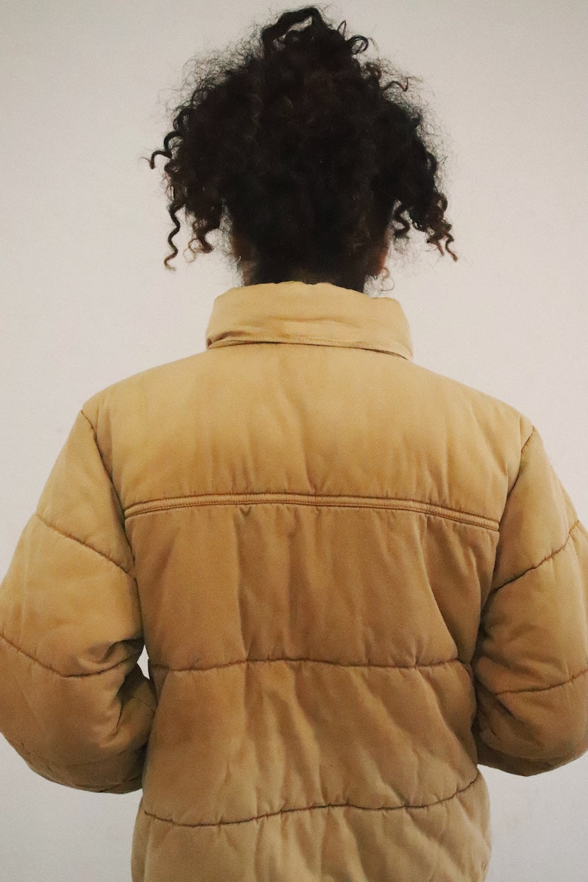 Vintage-effect puffer jacket Beige