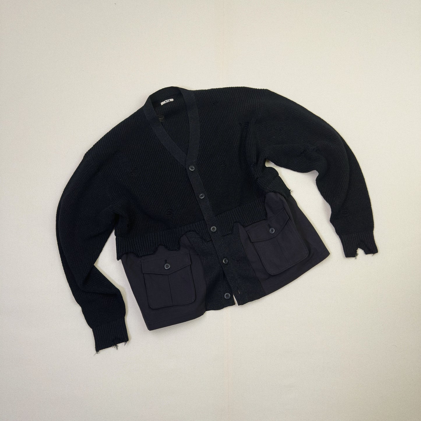 Destroyed Knit Cardigan Black