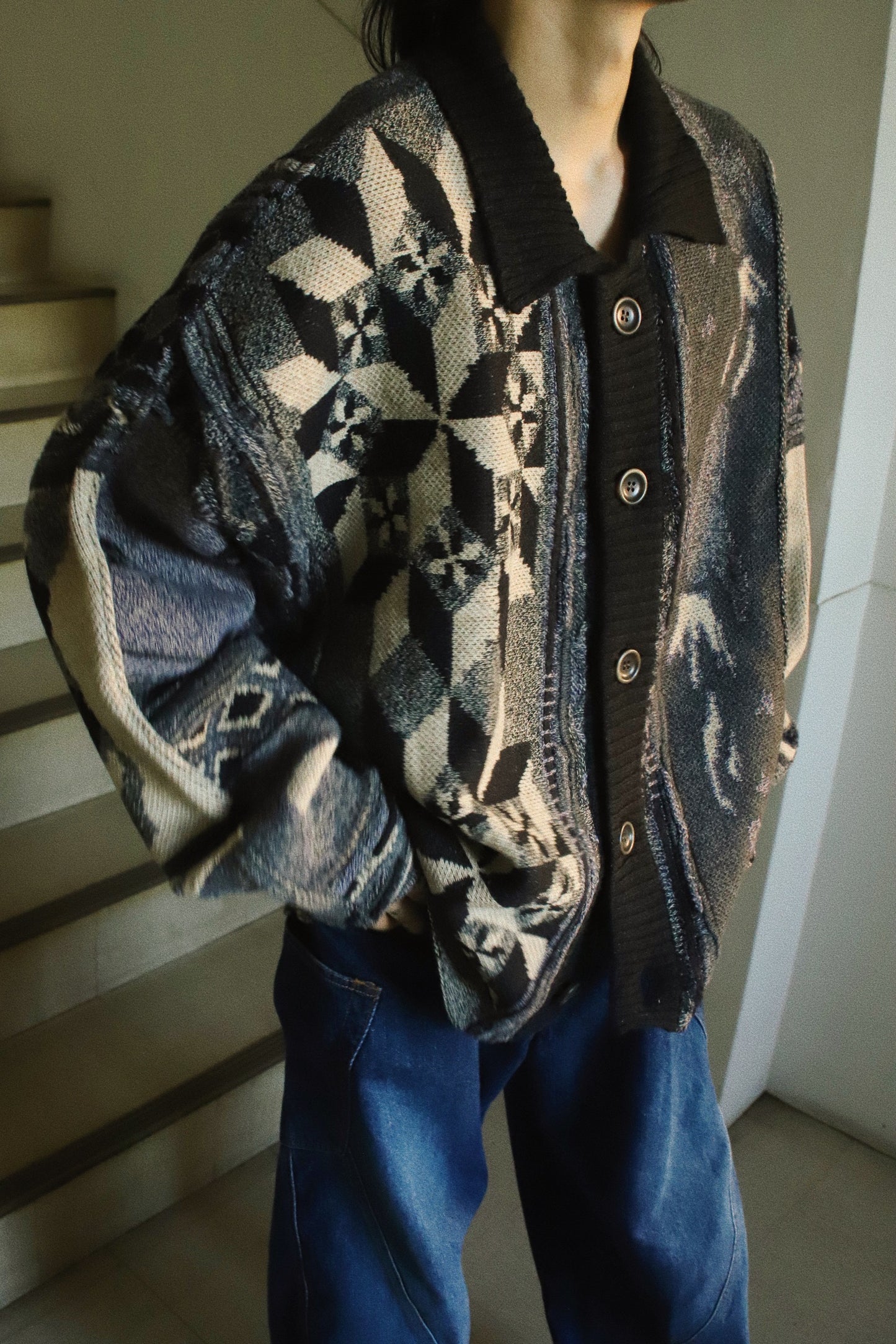 Collage jacquard knit Black