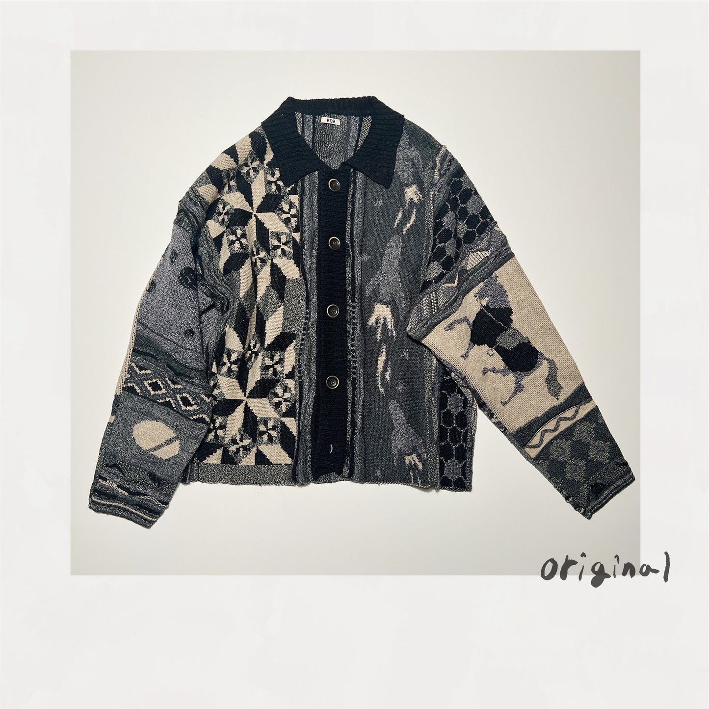 Collage jacquard knit Black