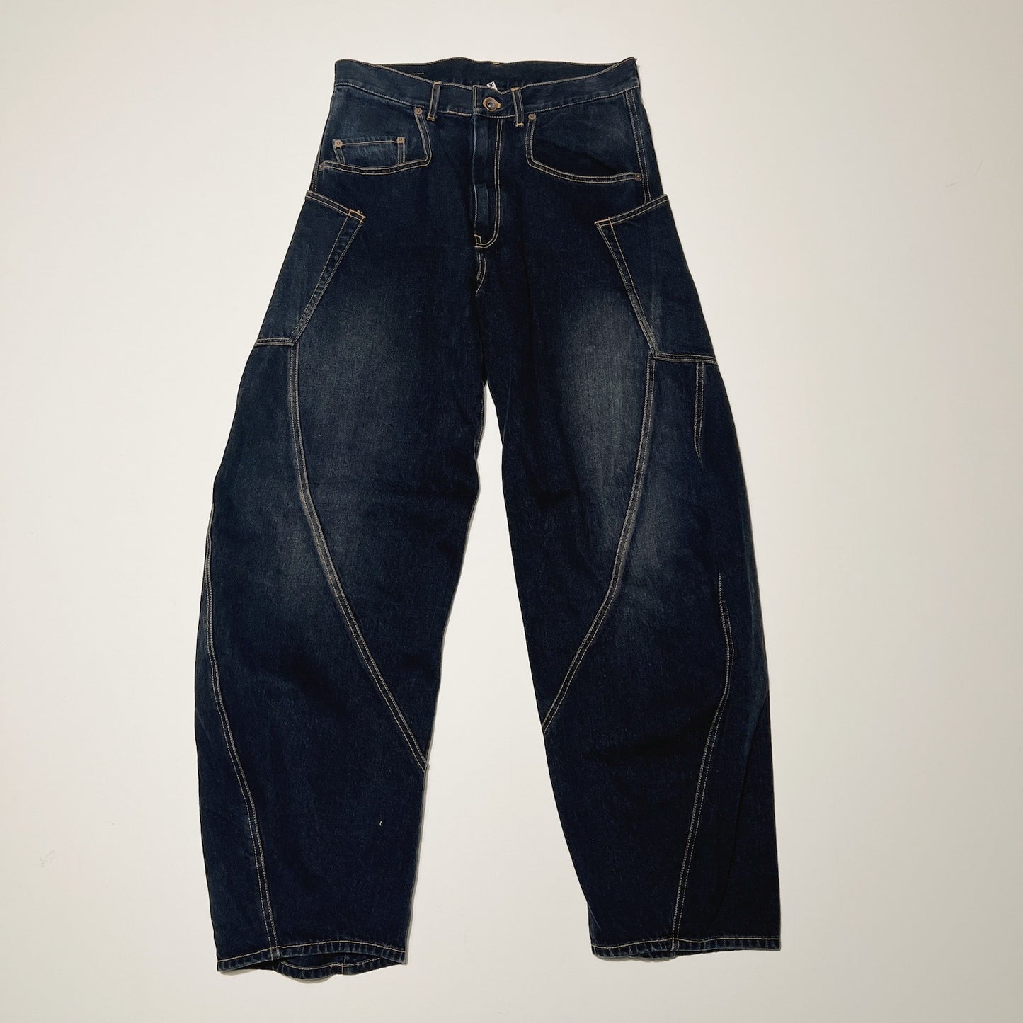 Draped denim pants Black