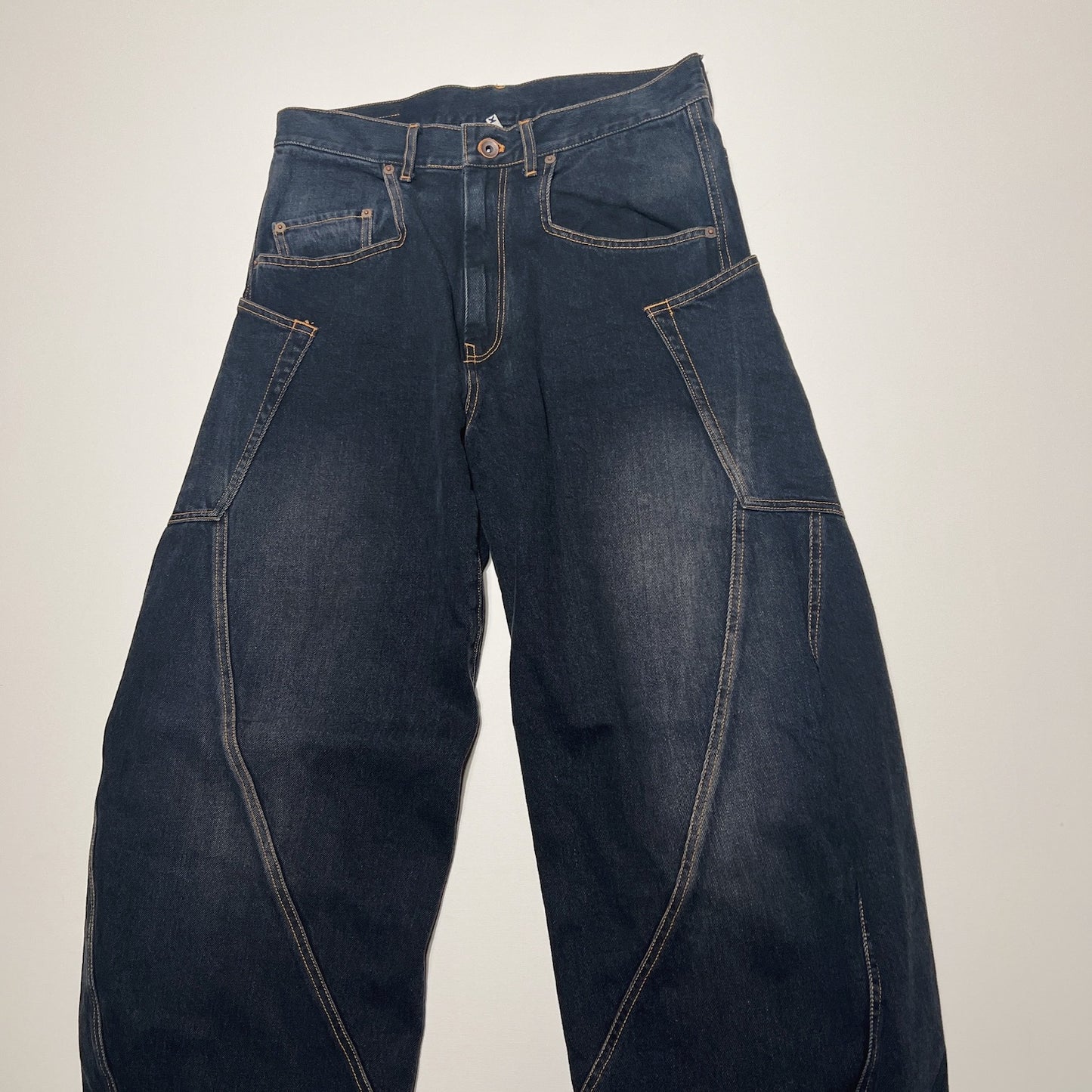 Draped denim pants Black
