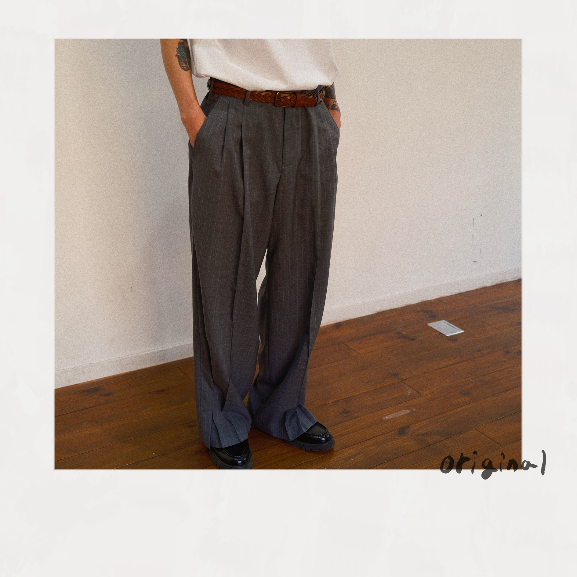 Pleated Stripe Summer Wool Pants Gray – EYE/KHOKI