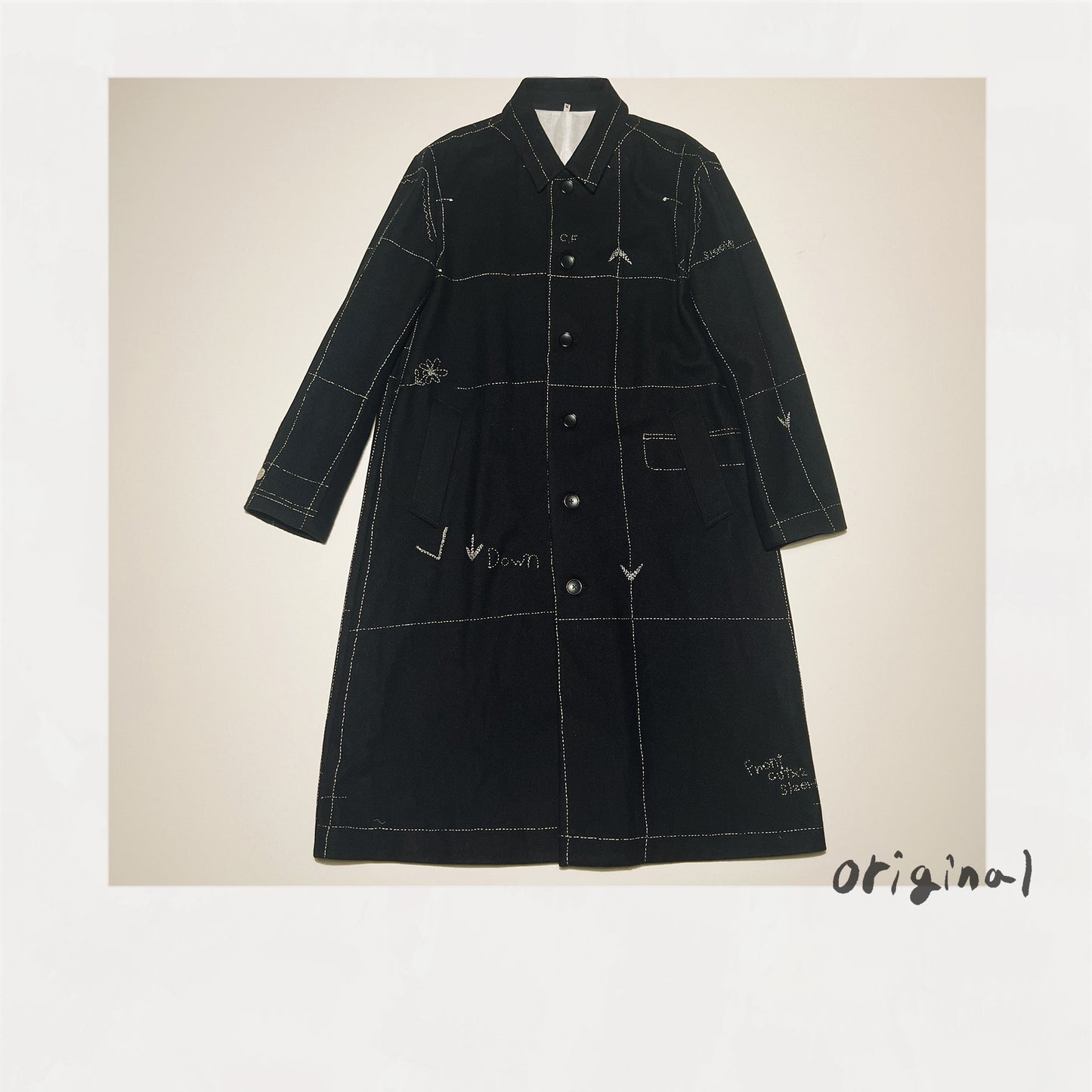 Hand embroidery coat Black