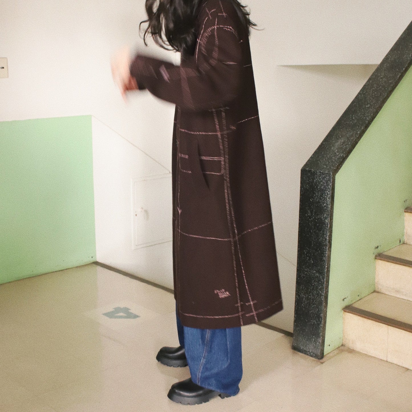 Hand embroidery coat Brown