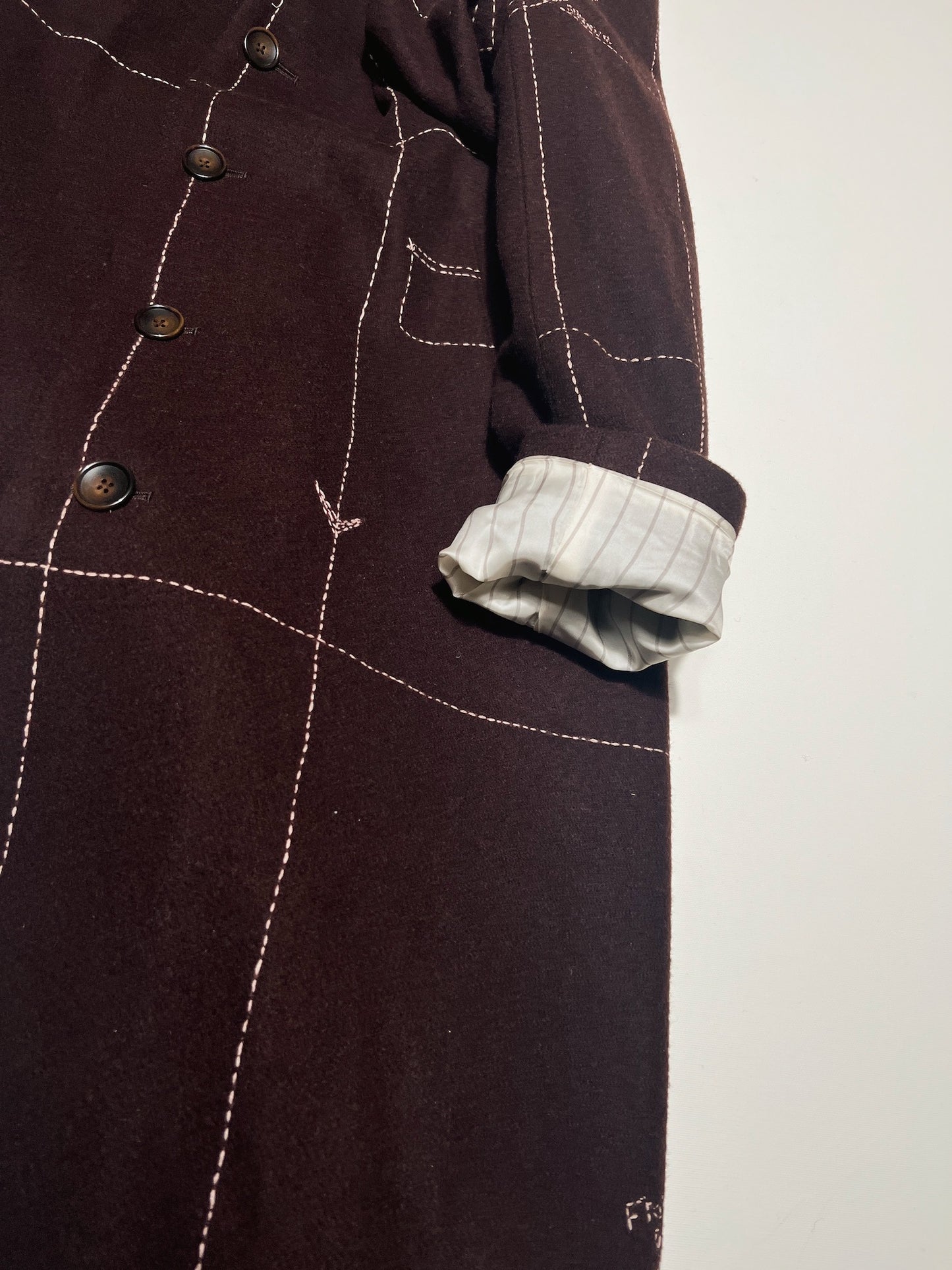 Hand embroidery coat Brown