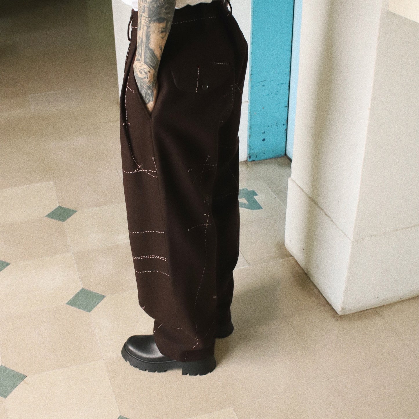 Hand embroidery pants Brown