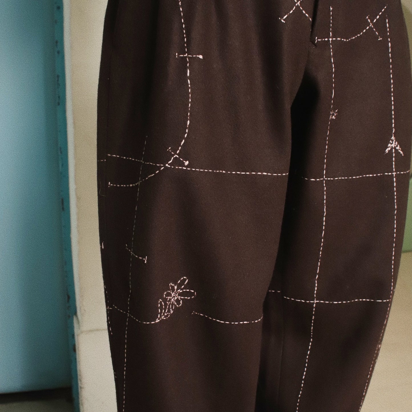 Hand embroidery pants Brown