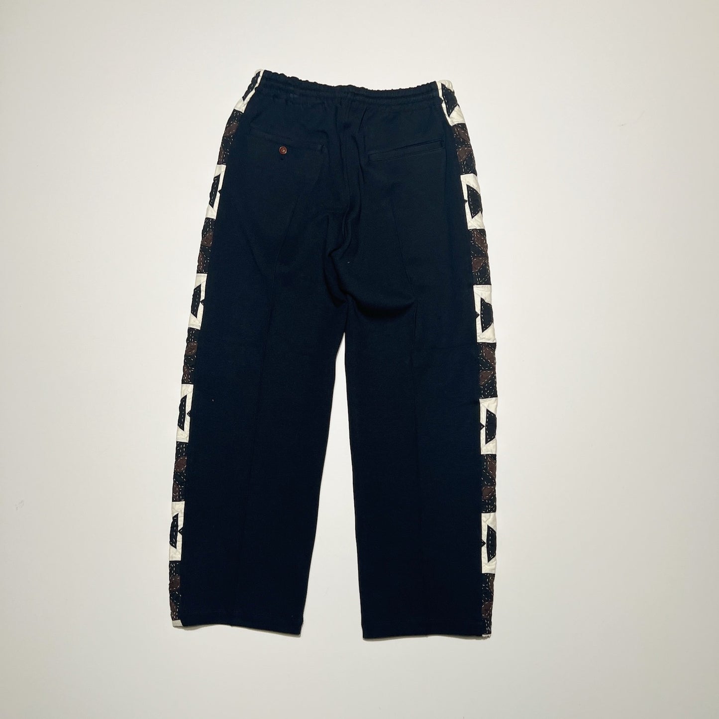 Hand patchwork quilted track pants Black