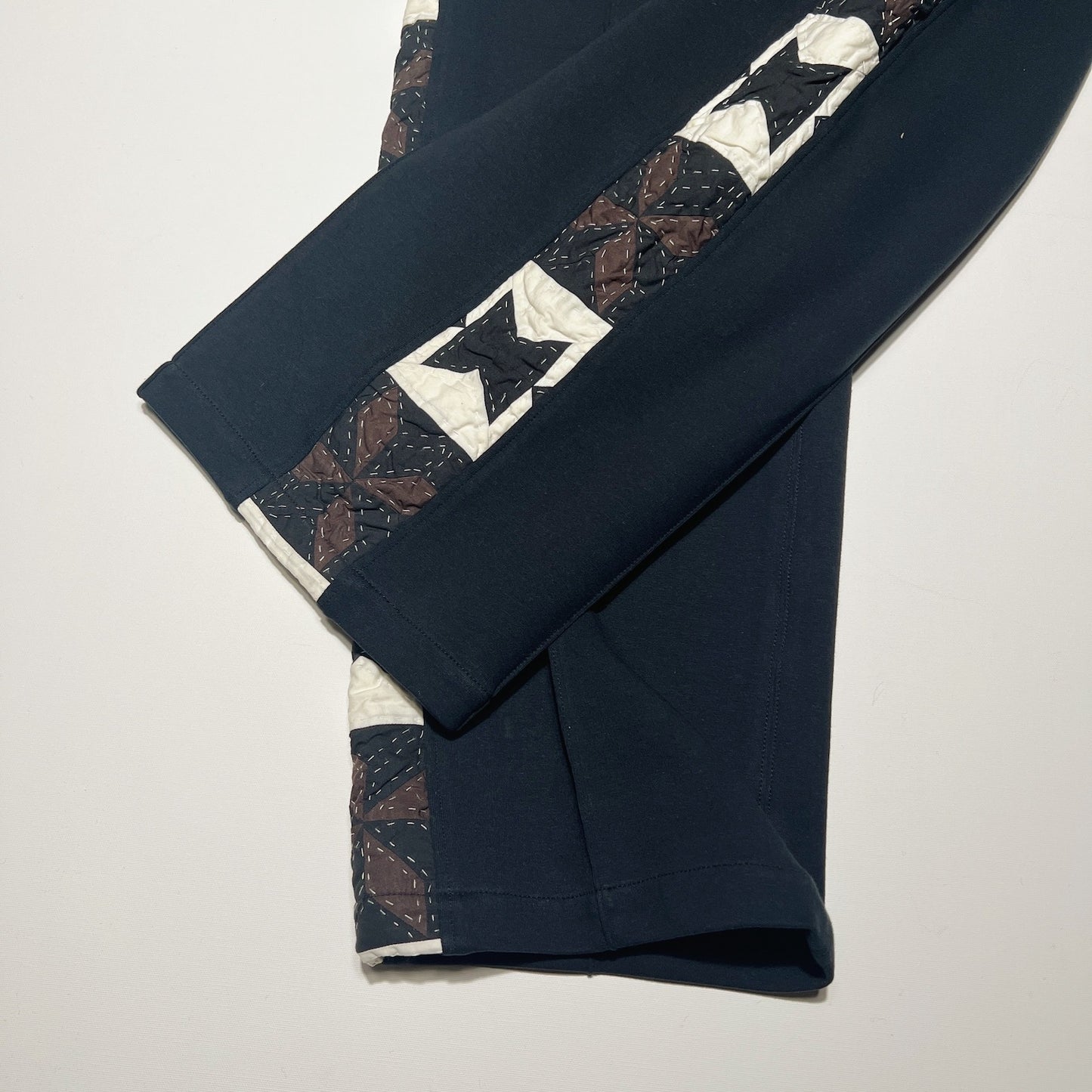Hand patchwork quilted track pants Black