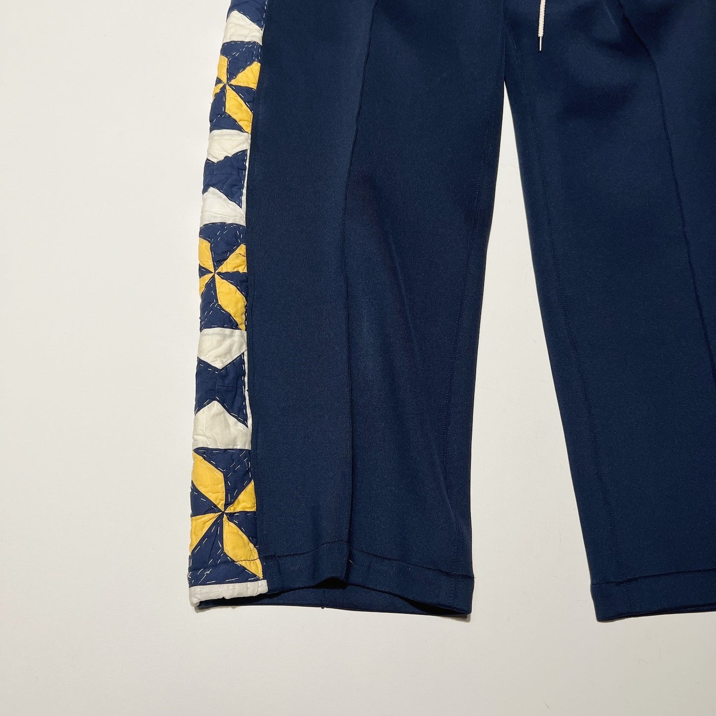 Hand patchwork quilted track pants Navy